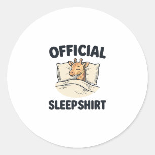 Offizielles Schlafshirt Giraffe Lustiges Schlaf Sh Runder Aufkleber