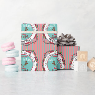 Offizielles Siegel von Santa Rudolph auf Blau und Geschenkpapier