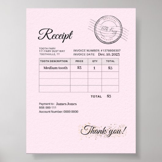 Offizielles Siegel Zahnseide-Kissengeld erhalten Poster (Vorne)