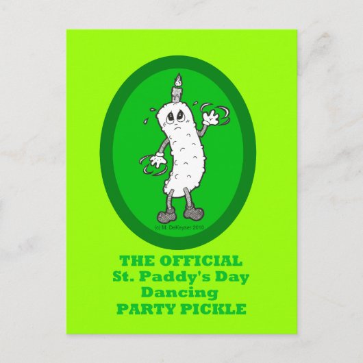 Offizielles St. Patrick's Day Dancing Party Pickle Postkarte (Vorderseite)