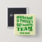Offizielles St. Patrick's Day-Trinkteam Button (Vorne & Hinten)
