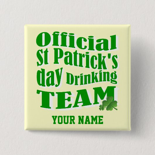 Offizielles St. Patrick's Day-Trinkteam Button (Vorderseite)