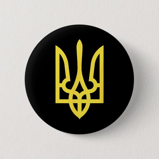 Offizielles ukrainisches Wappen - Zelenskyy-Stil Button (Vorderseite)