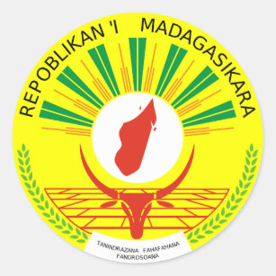 Offizielles Wappen Madagaskars Wappenkunde-Symbol Runder Aufkleber