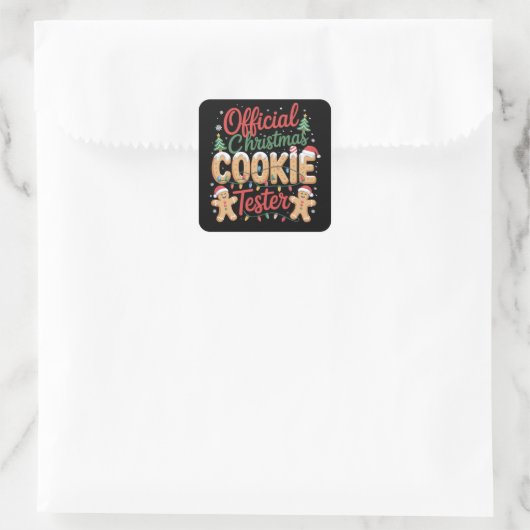 Offizielles Weihnachts-Cookie Tester Crew Backen W Quadratischer Aufkleber (Tasche)