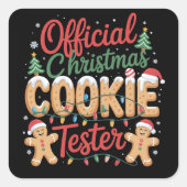 Offizielles Weihnachts-Cookie Tester Crew Backen W Quadratischer Aufkleber (Vorderseite)