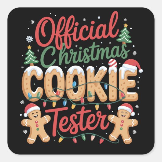 Offizielles Weihnachts-Cookie Tester Crew Backen W Quadratischer Aufkleber (Vorderseite)