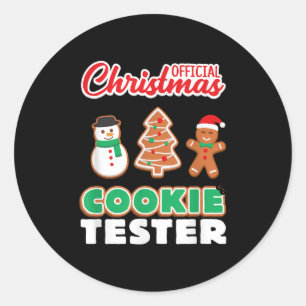 Offizielles Weihnachtsplätzchen Tester T-Shirt Xma Runder Aufkleber