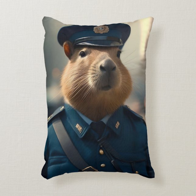 Offizier Capybara: FriedensBehalt, Dekokissen (Vorderseite(Vertikal))