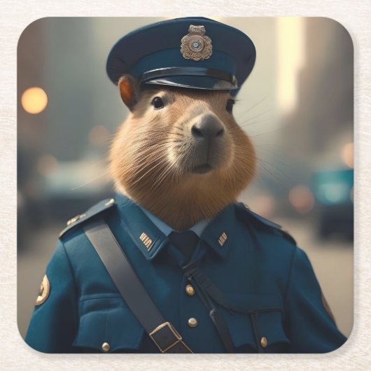 Offizier Capybara: FriedensBehalt, Rechteckiger Pappuntersetzer (Vorderseite)