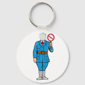 Offizier, der einen Schlüsselanhänger für die Stop (Vorderseite)