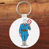 Offizier, der einen Schlüsselanhänger für die Stop