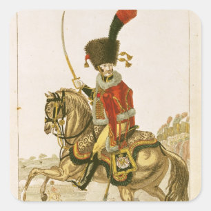 Offizier der Hussars der Kaiserlichen Garde Quadratischer Aufkleber