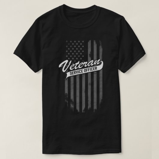 Offizier des Veteranen-Dienstes mit US-Flagge T-Shirt (Design vorne)