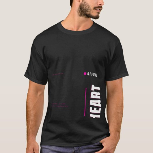 Offline Heart Tech-Typografie-Design T-Shirt (Vorderseite)
