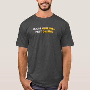 Offline-Karten Füsse Online Minimaler Text T-Shirt