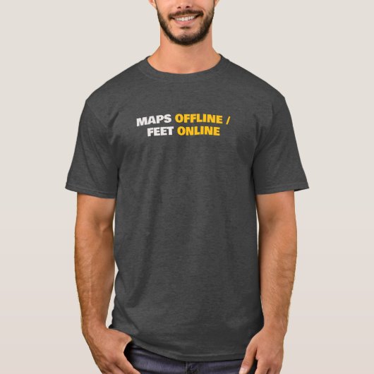 Offline-Karten Füsse Online Minimaler Text T-Shirt (Vorderseite)