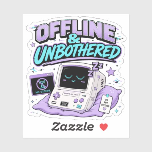 Offline und ungestört Retro Aufkleber (Blatt)