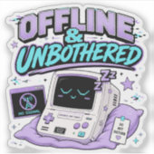 Offline und ungestört Retro Aufkleber (Vorderseite)