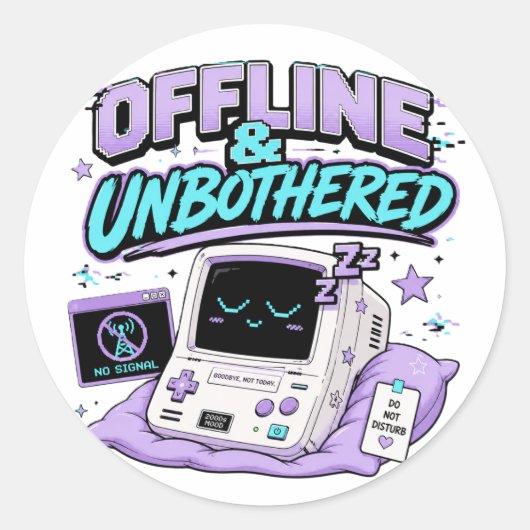 Offline und ungestört Retro Aufkleber (Vorderseite)