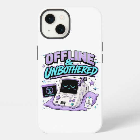 Offline und ungestört Retro Aufkleber iPhone Hülle (Rückseite)