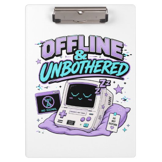 Offline und ungestört Retro Aufkleber Klemmbrett (Vorderseite)
