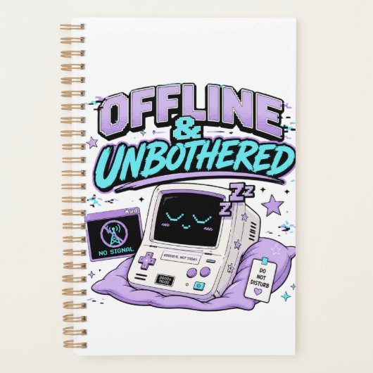 Offline und ungestört Retro-Aufkleber Planer (Vorderseite)