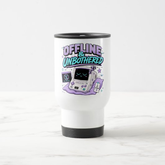 Offline und ungestört Retro Sticker Reisebecher (Mittel)