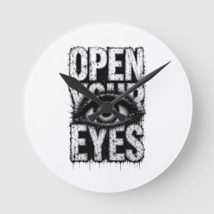 Öffne deine Augen Grunge Gothic Eye Streetwear Art Runde Wanduhr