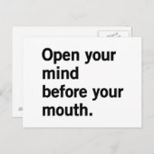 Öffne deinen Geist vor deinem Mund. Postkarte (Vorne/Hinten)