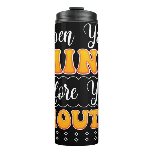 Öffne deinen Geist vor dem Mund Thermosbecher (Vorderseite)