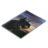 Öffne es, wenn du wagst. Großer, schwarzer Hund Notizblock (Linke Seite)