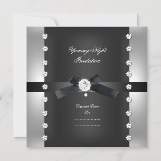 Öffnen des formalen schwarzen Silbers des Unterneh Einladung (Rückseite)