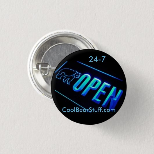 öffnen Sie 24-7 CoolBearStuff.com Button (Vorne & Hinten)