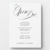 Öffnen Sie Bar! Modern, kalligrafisch, weiß Fotoplatte (Vorderseite)