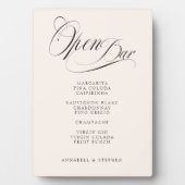 Öffnen Sie Bar! Moderne, Kalligraphie, Beige Fotoplatte (Vorderseite)