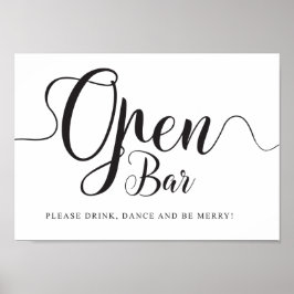 Öffnen Sie Bar Sign. Kostenlose Getränke Hochzeits Poster
