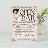 Öffnen Sie Bar und eine Hochzeits-Einladungen Einladung (Stehend Vorderseite)