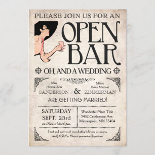 Öffnen Sie Bar und eine Hochzeits-Einladungen Einladung