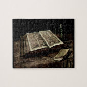 Öffnen Sie Bibel-Buch mit Kerzen - Van Gogh Puzzle (Horizontal)