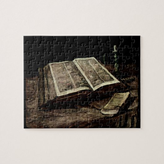 Öffnen Sie Bibel-Buch mit Kerzen - Van Gogh Puzzle (Horizontal)