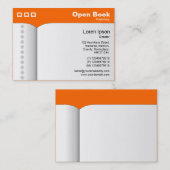 Öffnen Sie Buch - orange FF6600 Visitenkarte (Vorne/Hinten)