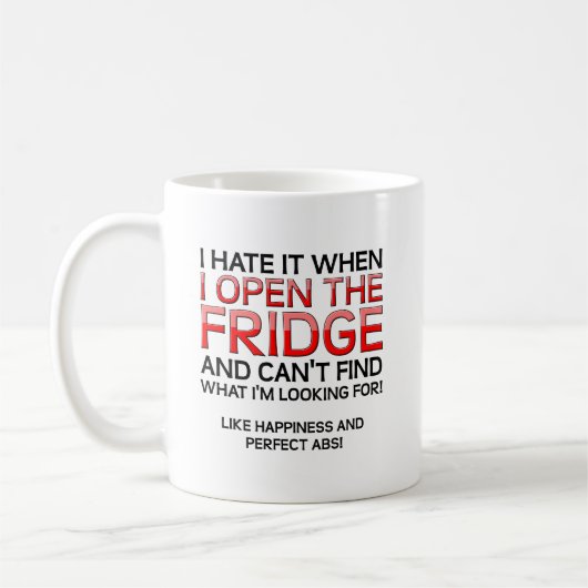 Öffnen Sie den Kühlschrank Funny Mug Kaffeetasse (Links)