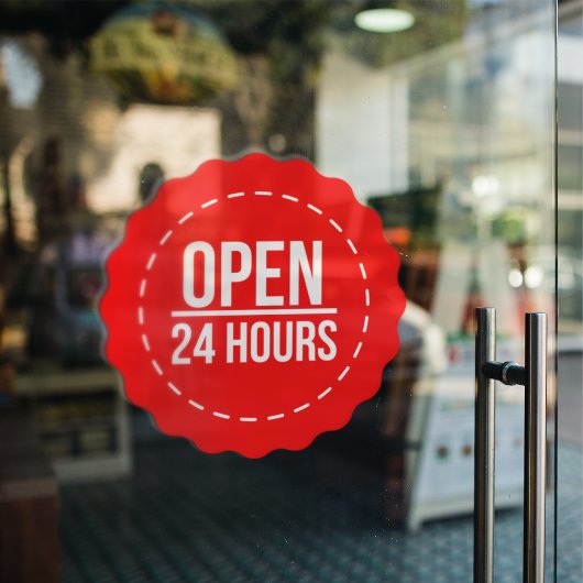 Öffnen Sie den roten Kreis rund um die Uhr. Fensteraufkleber