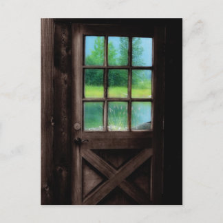 Öffnen Sie die Tür nach außen Postkarte