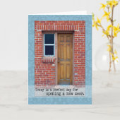 Öffnen Sie eine neue Türtürphotographie Gruß-Karte Karte (Gelbe Blume)