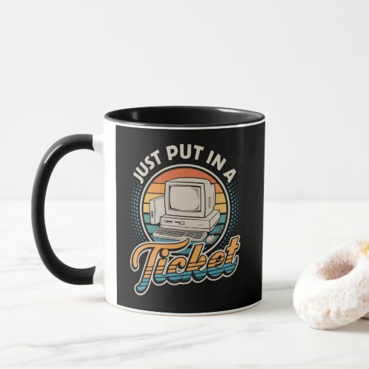 Öffnen Sie einfach ein Ticket Help Desk Technische Tasse (Mit Donut)