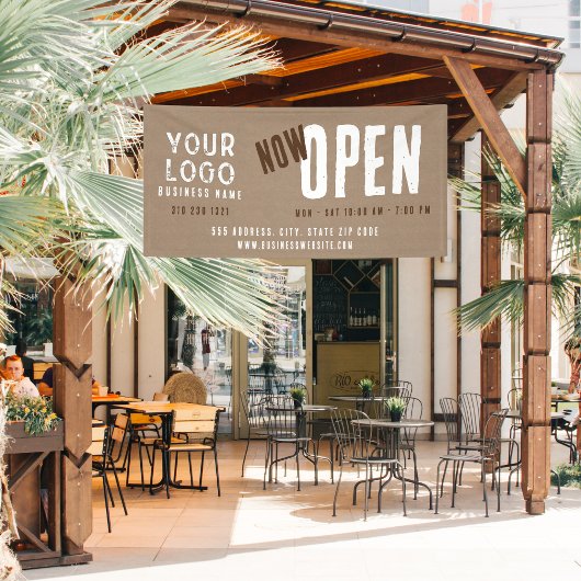 Öffnen Sie jetzt das Geschäft mit rustikalen Kraft Banner