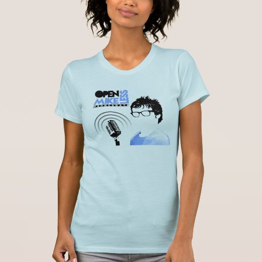 Öffnen Sie Mikeless T-Shirt blaue Frauen mit (Vorderseite)
