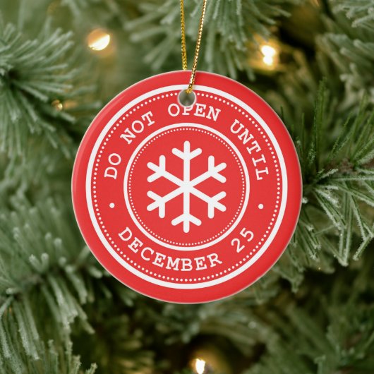 Öffnen Sie nicht bis 25. Dezember rot Keramik Ornament (Baum)